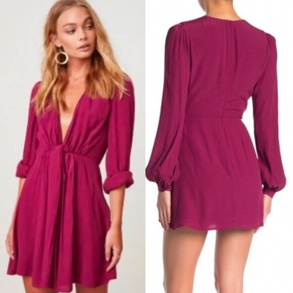 🦋 NEW LOVERS + FRIENDS Raspberry Windy Beach Mini Dress XS - Picture 1 of 7